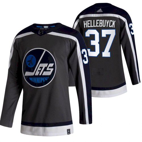 Men Winnipeg Jets #37 Hellebuyck Black NHL 2021 Reverse Retro jersey